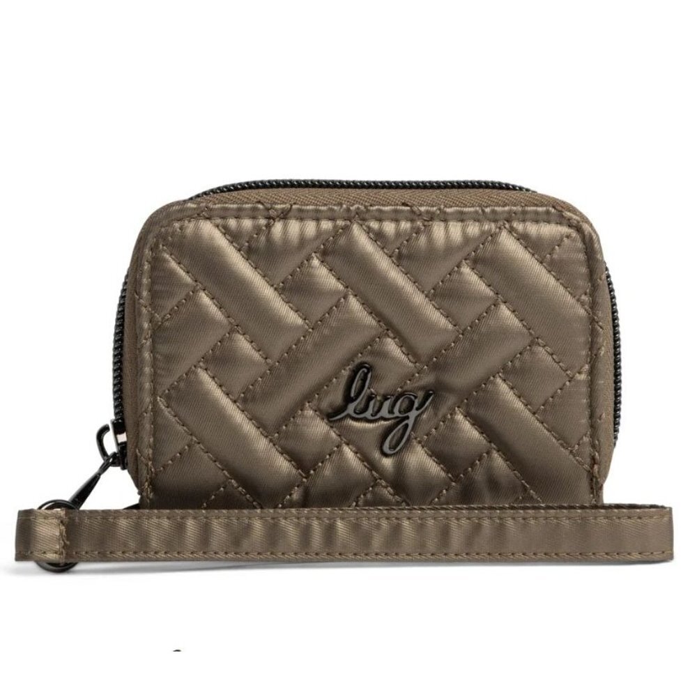 Lug Chipper Wristlet Pouch w RFID - Metallic Walnut NWT